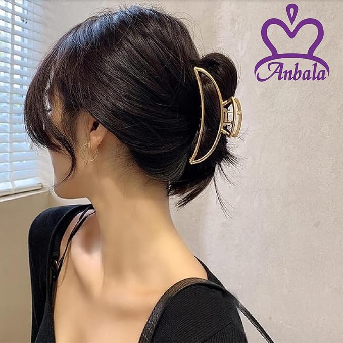 ANBALA Gold Hair Clips, Metal Large Claw Clips for Thick Hair Big Jaw Clips for Hair, Butterfly Hair Clips Hair Accessories for Women