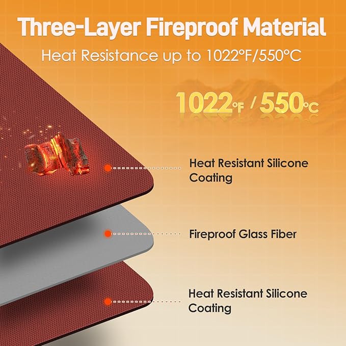 Heat Resistant Mat for Air Fryer, 15 x 18in Heat Resistant Mat for Countertop, Fireproof Silicone Countertop Protector Appliance Slider for Air Fryer, Coffee Maker, Toaster, Oven (Red)