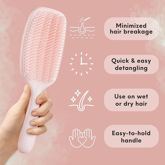 Lily England Curly Hair Brush - Detangling & Styling Tool with Flexible Bristles for Pain-Free Wet & Dry Curls (3c to 4c), Pink