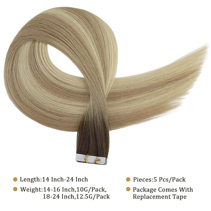 Full Shine Virgin Tape in Hair Extensions Human Hair 5Pcs Color 2/18/22 Balayage Injection Tape in Extensions 18 Inch Machine Remy Human Hair Extensions Seamless Skin Weft Tape in Hair 12.5Gram