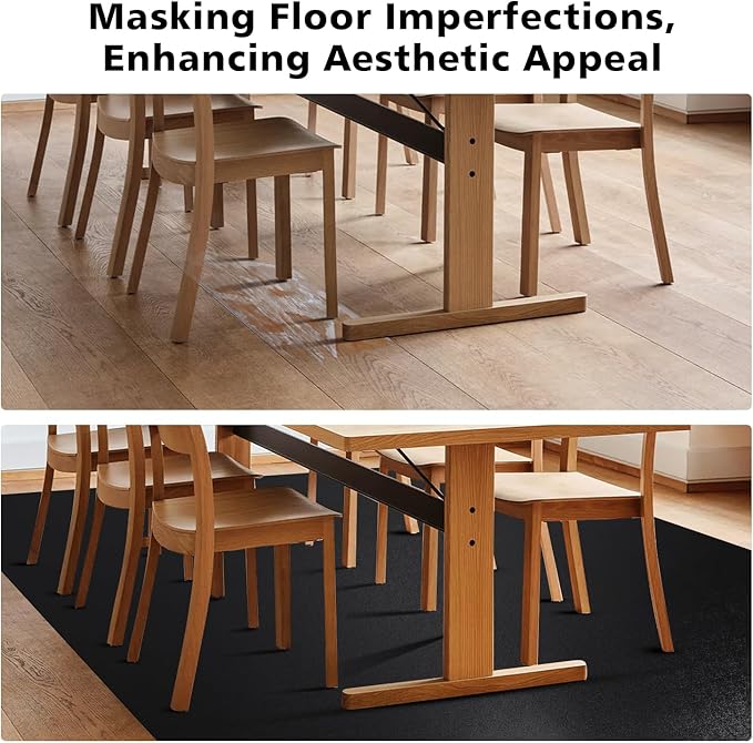 Vinyl Floor Mat for Home, Black Waterproof Area Mat for Under Dining Room Table, Sturdy Plastic Rug Protector for Kitchen, Living Room, Yard, Garage, Large Baby Play Mat (4'×6')