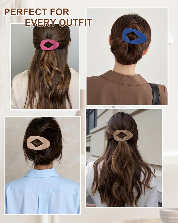 6 PCS Flat Hair Clips for Women - French Medium Flat Claw Clips for Thick Thin Hair, Strong Grip Non Slip Hair Claw Clips for Women Girls