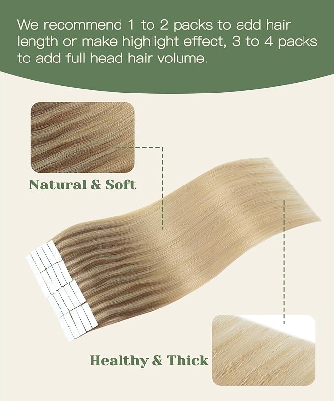 SURNEL Injected Tape in Hair Extensions 22Inch Golden Brown to Caramel Blonde Upgraded Seamless Remy Invisible Tape in Extensions Human 20 Pcs 50g(#102727,22)