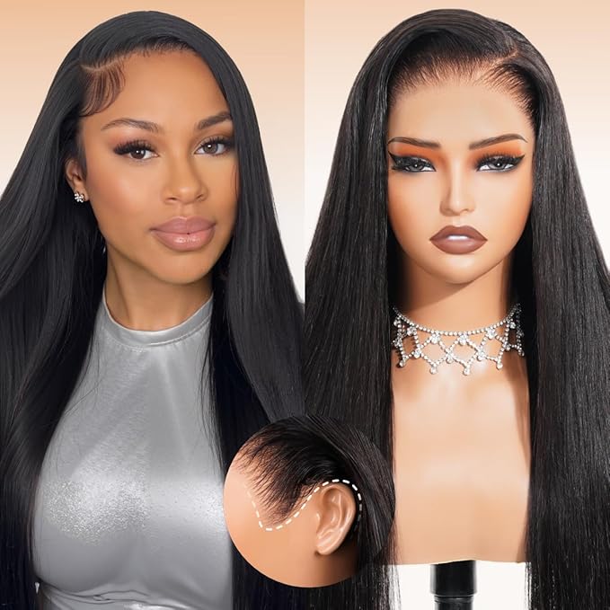 Arabella Hair 13x6 Lace Front Wigs Human Hair 210% Density Glueless Wig Human Hair 100% Straight Human Hair Wigs 12A Pre Plucked Pre-Bleached Pre-Cut Glueless Wig (26inch,13x6 Straight Hair)