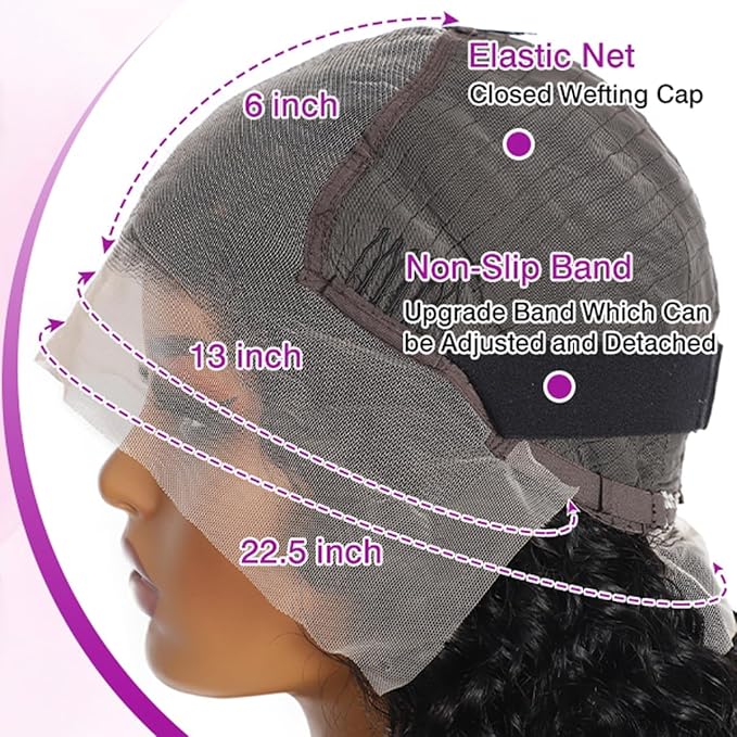 28Inch Deep Wave Lace Front Wigs Human Hair 13x6 Deep Curly Lace Front Wigs Glueless Lace Frontal Wig Brazilian Virgin Human Hair Pre Plucked with Natural Hairline 210% Density