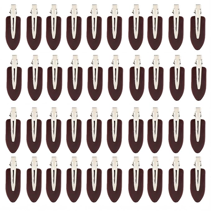 No Crease Hair Clips Makeup Pin Curl Clip Bulk 40Pcs Multicolor No Bend Dent Bang Creaseless Hair Clips for Makeup Application Bangs Hairpin Setting Pins Clip for Women Styling (Brown)