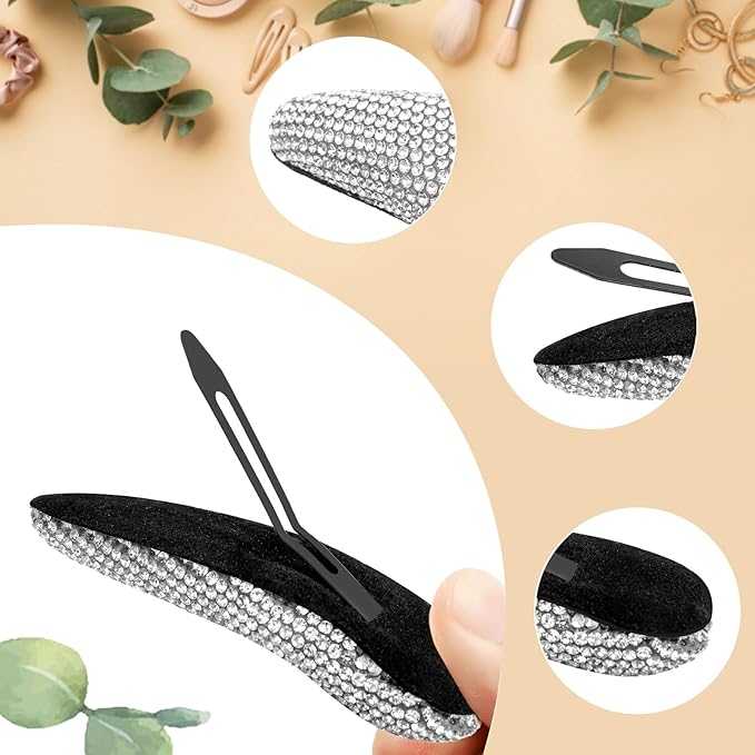 2PCS Rhinestone Hair Clips,Snap Hair Accessories,Decorative Hair Clips,Rhinestone Barrettes For Women Girls(SET13)