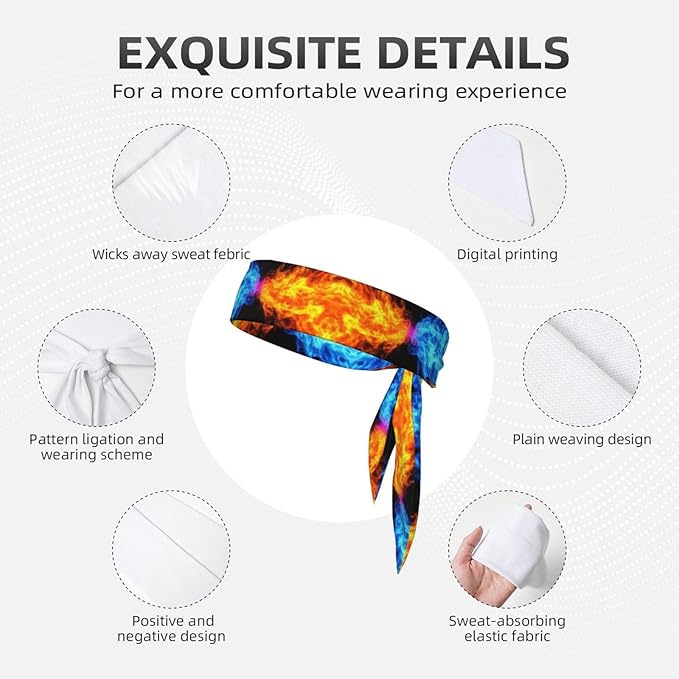 Men's Women Red Blue Fire Sports Sweat Band Multi Style Fashion Head Ribbon Headwear for Yoga Fitness Shower