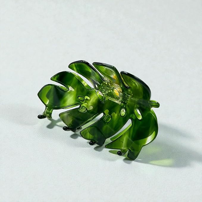 Green Monstera Leaf Hair Clip – Large Boho Acetate Hair Claw, Stylish Plant Leaf Hair Clamp, Trendy Hair Accessories, Gift for Plant Lovers & Her
