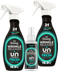 Downy Wrinkle Releaser Spray, Travel Size Spray + 16.9 Fl Oz Pack of 2, All In One Formula, Removes Wrinkles, Static and Odors, Light Fresh Scent