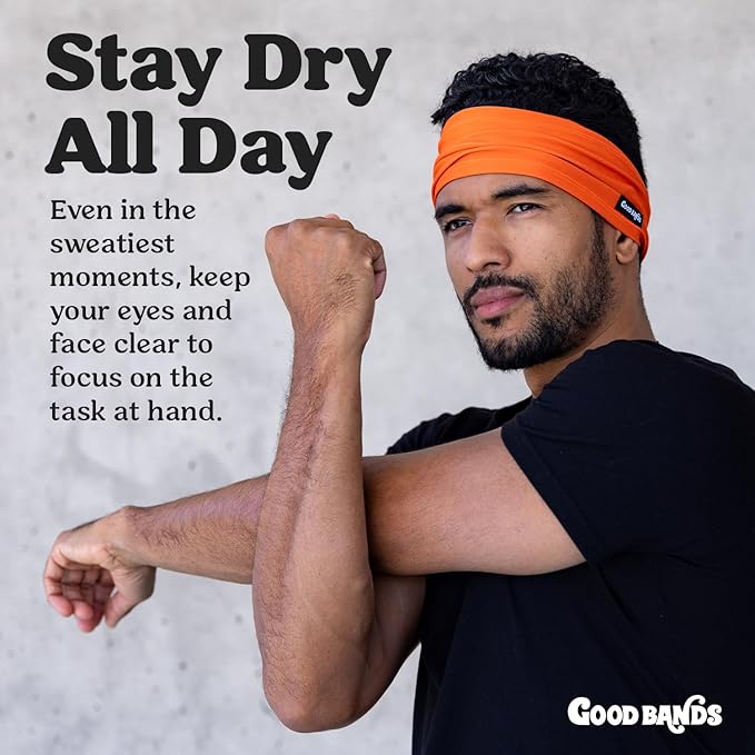 Sweatband for Men and Women - Unisex Non Slip Headband That Wicks Moisture and Eliminates Excess Sweat - Durable & Long-Lasting - Running, Sports, Gym