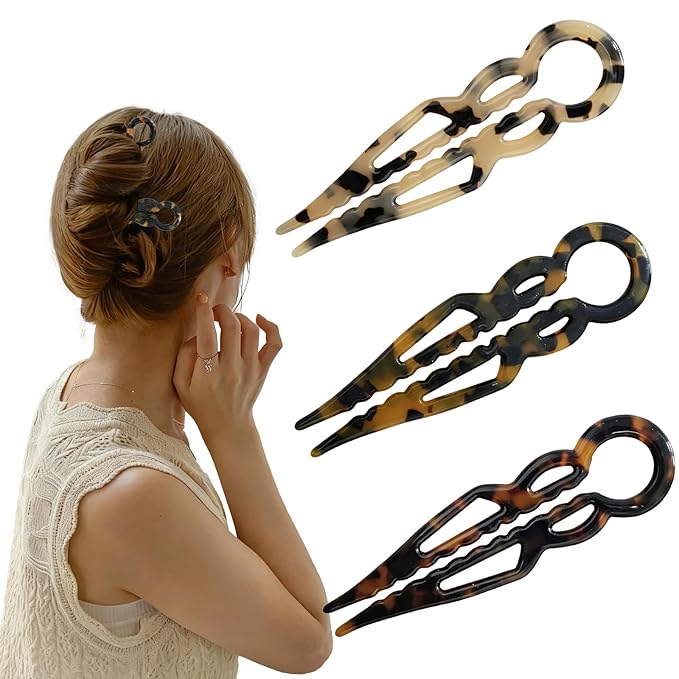 3Pcs Prestige French Hair Pins New Elegant Hair Accessories for Women Elegant Hair Clips for Thin Thick Hair Serrated Anti-Slip Design (Color C)