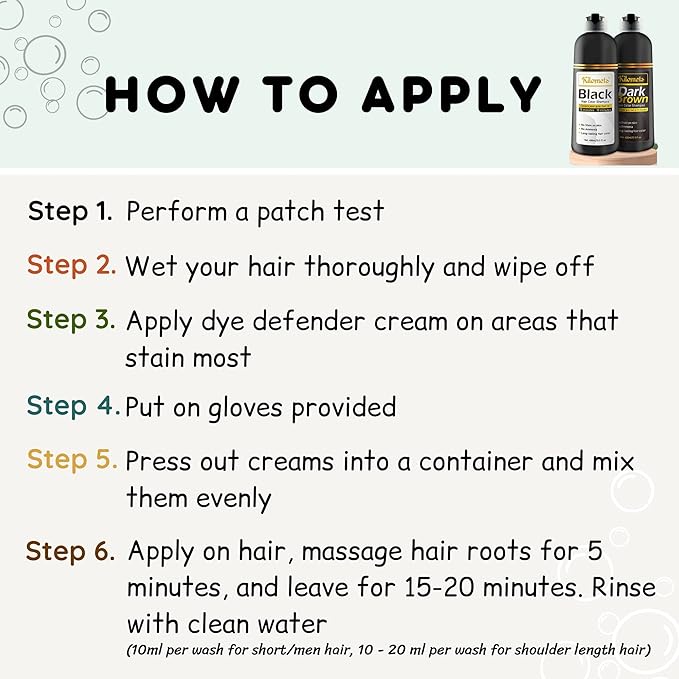 Black Hair Dye Shampoo 400ml- Pack 2-100% Grey Coverage in Minutes - Ammonia Free Hair Color Shampoo Gray Silver Hair- Instant Coloring At Home Gift for Her for Him