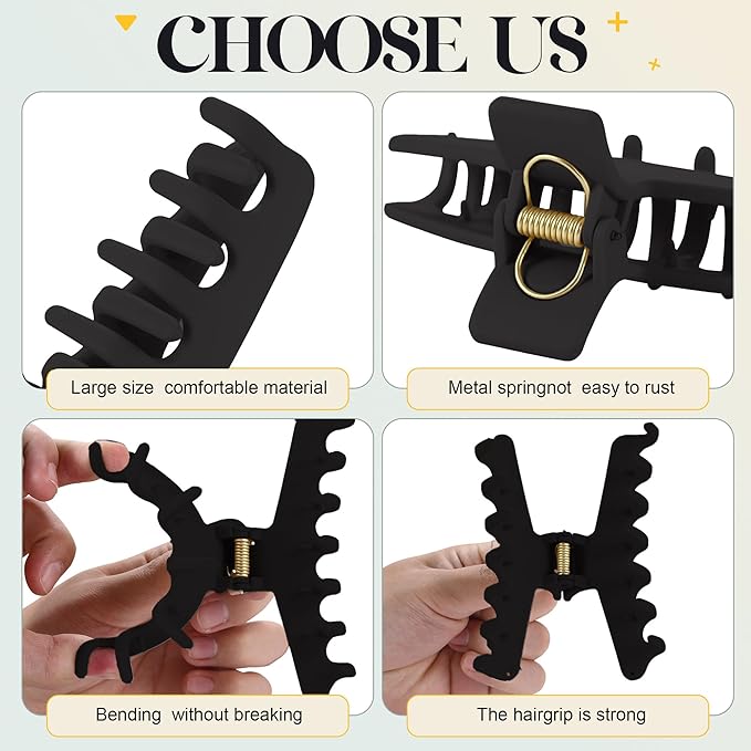 4Pcs Cloud Claw Clips for Women, 4.3 Inch Non-Slip Strong Hold Hair Claws, Unbreakable & Durable TPEE-Silicone Blend, Large Bendable Cozy Hair Clip for Thin/Thick/Curly Hair, All-Day Comfort