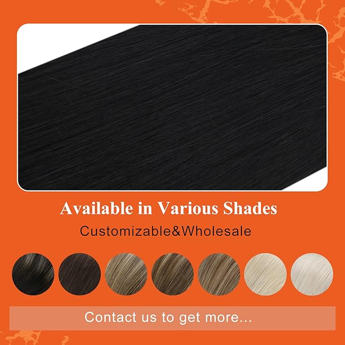 Full Shine Tape Hair Extensions Real Human Hair Color Jet Black Invisible Tape in Hair Extensions Human Hair 14Inch Soft Straight Human Hair Extensions Tape in 20Pcs 50Grams Add Volume