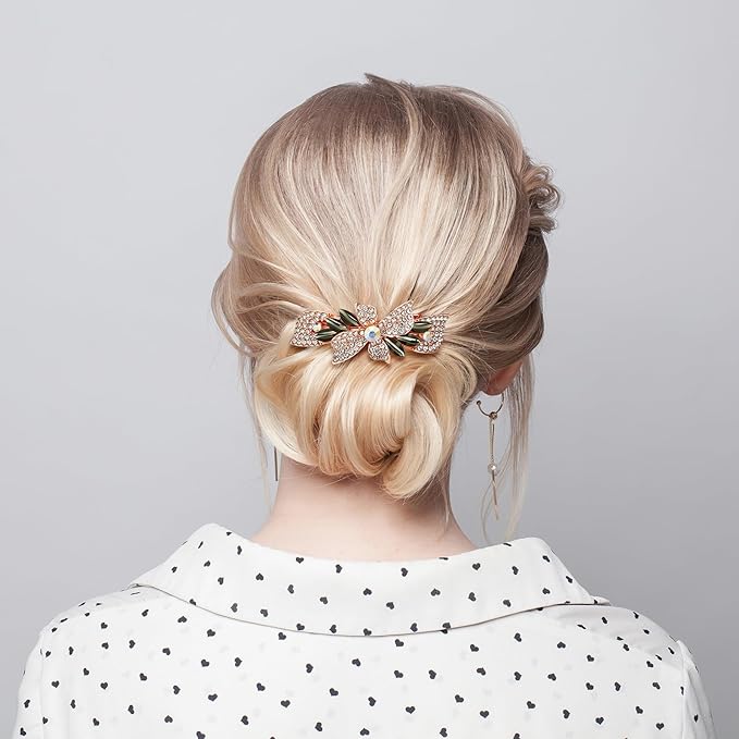 Geyoga 6 Pieces Vintage Hair Barrettes for Women Retro Flower French Pearl Crystal Rhinestones Clips Hair Pins for Women Styling Accessories(Vivid Style)