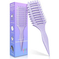 Curl Defining Brush, 4-in-1 Curly Hair Brush – Flexible Styling Brushes for Women and Men, Curls Detangling Hairbrush Featuring a Crescent Shape and Ultra-Smooth Bristles for Wet & Dry Hair - Purple