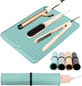 Oversize Silicone Heat Resistant Mat, Heat Mat with Velcro for Curling Iron, Travel Cover Cushion for Curling Irons, Hair Bands and Styling Tools(15.7" X 11.8") (Pink)