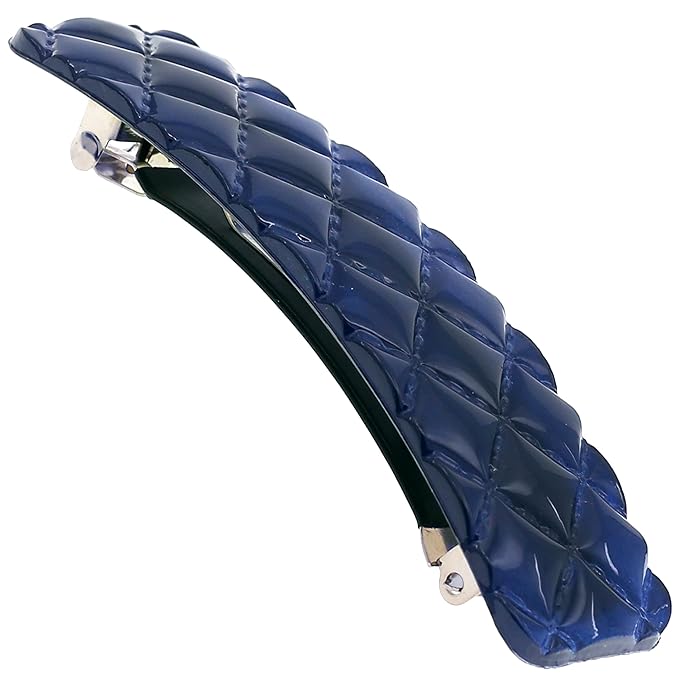 Camila Paris CP3250 French Hair Barrette Clip for Girls, Blue Shell, Rubberized Metal Closure Strong Hold Grip Hair Clips for Women, No Slip Durable Styling Girls Hair Accessories, Made in France