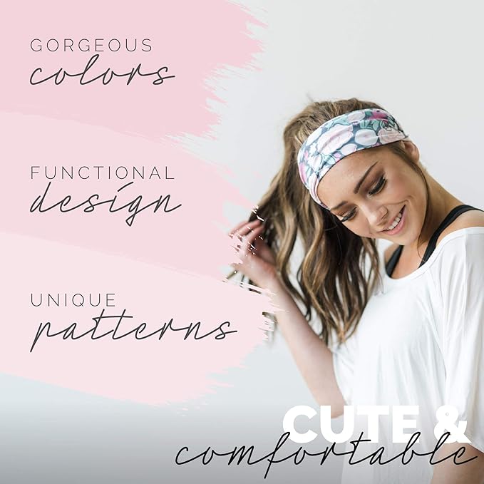 Maven Thread 4" Wide Workout Headbands for Women (2 Pack) – Non-Slip Sweatbands for Gym, Running & Yoga