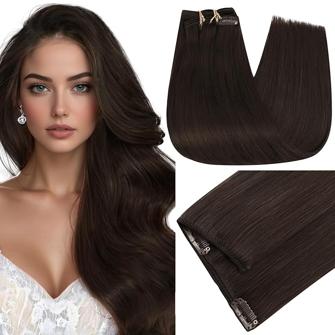 Full Shine Dark Brown Clip in Hair Extensions 18 Inch 160 G Darkest Brown Hair Extensions Thick Hair Extensions Clip ins for Thickness 7 Pcs