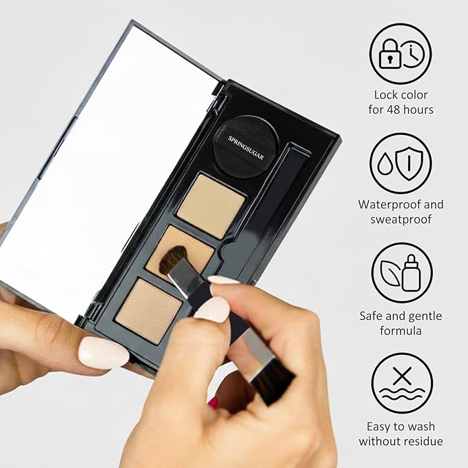 Root Touch Up Hair Color – 3 Color Blendable Hairline Powder for Gray Coverage, Root Cover Up & Thinning Edges – 48H Sweat Resistant, Natural Finish for Women & Men – Brown