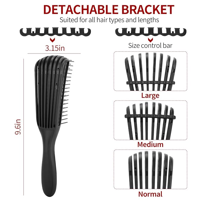 Hair Brush set for Curly, Detangling Hair Brush for Afro America/African Hair Textured 3a to 4c, Detangler Brush for Women Men Kids Styling Defining (Black)