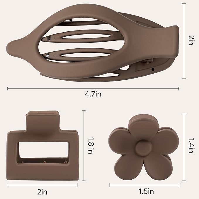 3 Styles 12PCS Hair Clips for Women Small Medium Big Claw Clips for Thin Thick Hair 4.6'' Flat Hair Claws 2'' Rectangle Hair Claw Small Flower Clips Combination |Hair Accessories for Women