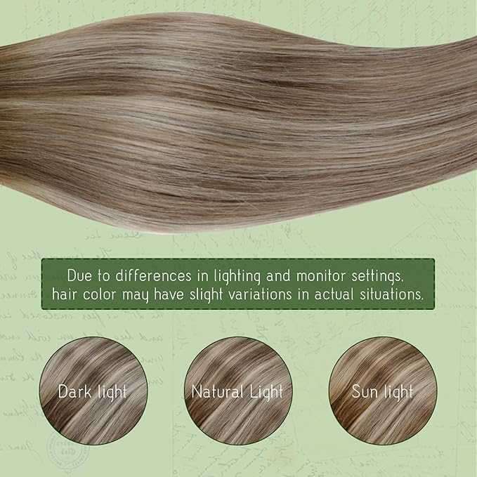 RUNATURE Clip in Hair Extensions Real Human Hair, Balayage Human Hair Clip in Extensions for Women, Thick Natural Remy Hair, Straight 14 Inch 120g 7pcs #3/8/22 Brown Root to Blonde