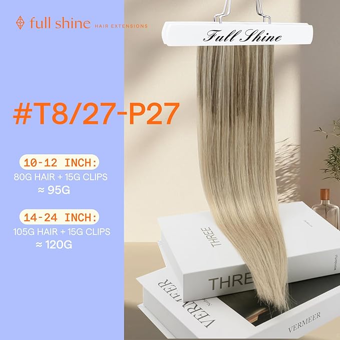Full Shine Blonde Extensions Clip in 24 Inch Teddy Bear Blonde Balayage Hair Extensions Clip ins for Women 120 G 7 Pcs