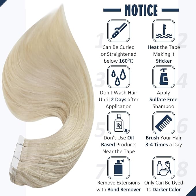 Full Shine Tape in Hair Extensions Silky Long Real Human Hair Color 60 Blonde 22 Inch Double Sided Tape Extensions Invisible Tape in Remy Human Hair 20 Pcs Skin Weft 50 Gram Straight Natural