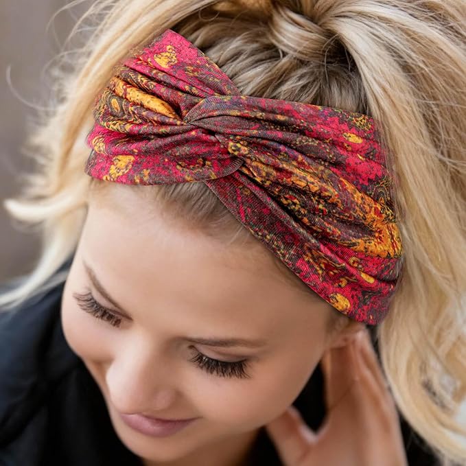 DRESHOW 6 Pack Extra Wide Headbands for Women Large Turban Headband Boho Head Wrap Elastic Hairbands Hair Twisted Knot Hair Accessories