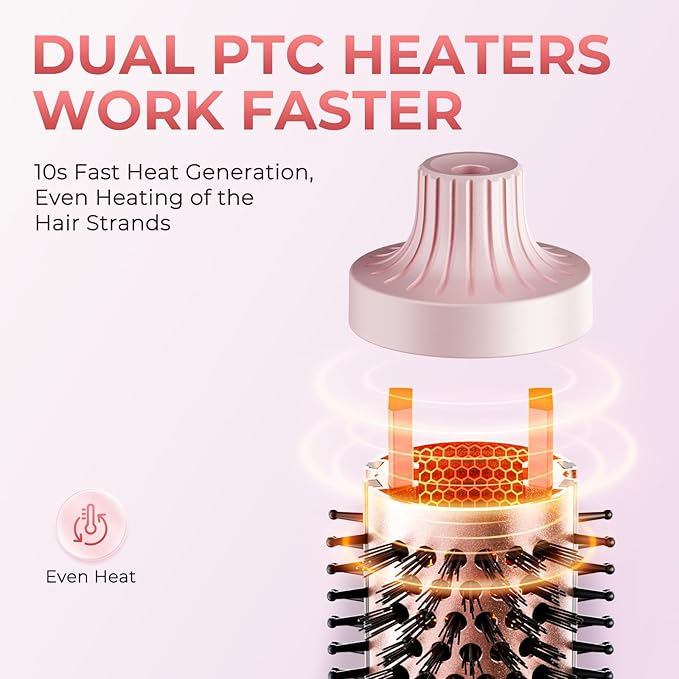 ABNER Thermal Ionic Brush, 1.5 inch Heated Round Brush for Blowout Look, Volumize, Style, Makes Hair Shinier & Smoother, Dual Voltage for Travel, Negative Ion Technology, Ceramic, Temperature Settings