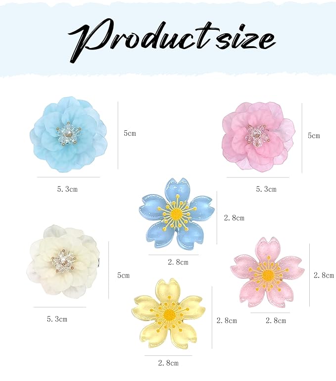 15PCS cherry blossom hair clip & 3PCSCamellia Flower y2k Hair Clips Set - Pink Blue Yellow Hard Floral Barrettes, Birthday Accessories Cute Flower Hair Clip for Toddler/Kids Girls