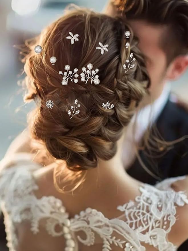 14 Pieces Bride Hair Pins Rhinestones Hair Accessories for Women Crystal Wedding Hairpiece for Bridesmaids