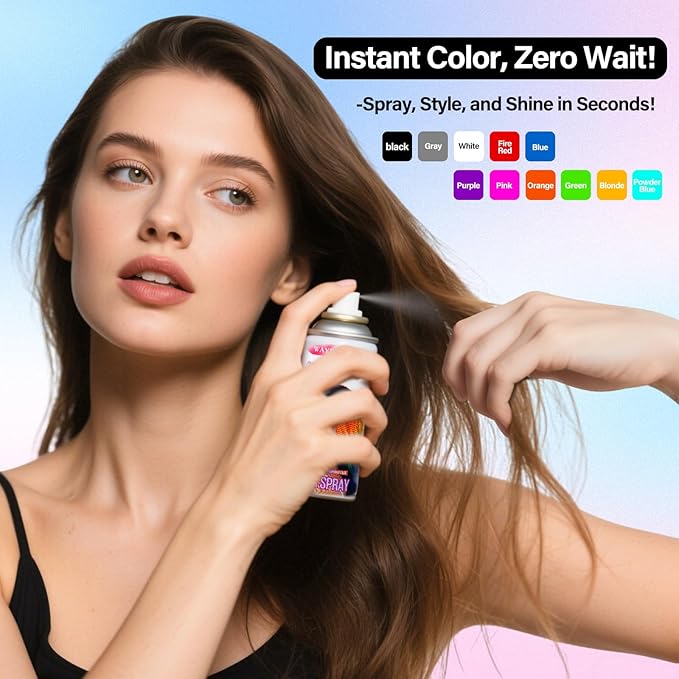 One-Day Hair Color Spray For Kids Women Men, Temporary Hair Dye Washable Hair Wax Color Non-Sticky For Cosplay Party DIY, Christmas Party, Halloween Crazy Hair Day (Silver, 4.06 oz)