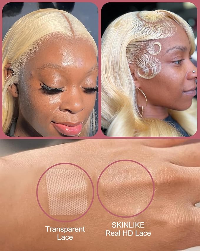 Alididi Skinlike Real Hd 613 13x6 Lace Front Wig Human Hair Pre Plucked Bleached Knots 200% Density 0.10mm Ultra-Thin Invisible Lace Blonde Wig Human Hair Body Wave For Women 20 Inch