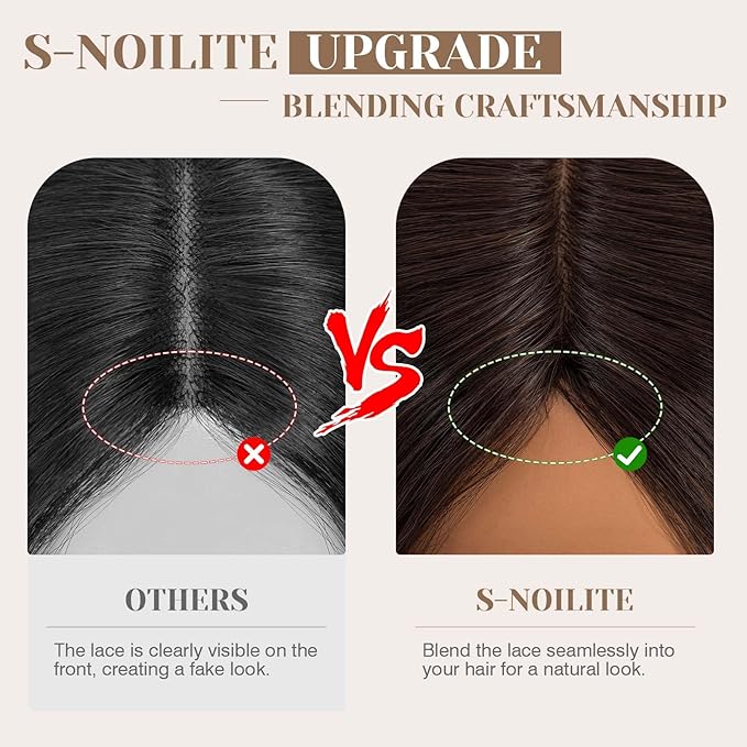 S-noilite Hair Toppers for Women Real Human Hair 3D 360° Cover Clip in 100% Real Human Hair Toppers 3″*4″ Clip in Silk Base 10 inch Natural Dark Brown