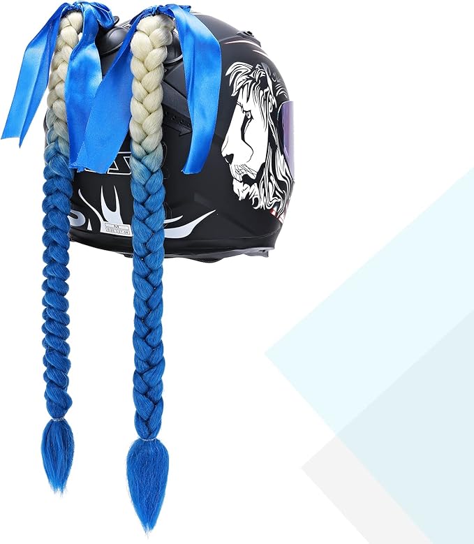 SEGO 1PCS/2PCS Helmet Pigtail Braids with Detachable Suction Cup Bowknot Ponytail Hair Many Colors (Helmet not Included)