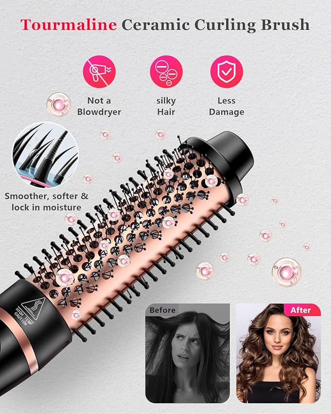 5 in 1 Curling Iron, Hair Curling Wand Set Thermal Brush 4 Interchangeable Ceramic Curling Wands (0.35"-1.25”) Fast Heat Up Dual Voltage Christmas Birthday Hair Tool Gifts for Women Travel