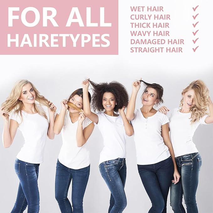 Detangling Brush, Dry and Wet Vented Detangler Hair Brush for Women and Men, Professional Paddle Curved Styling Hairbrush for Wet/Dry/Curly/Thick/Long/Damaged Hair, Pink