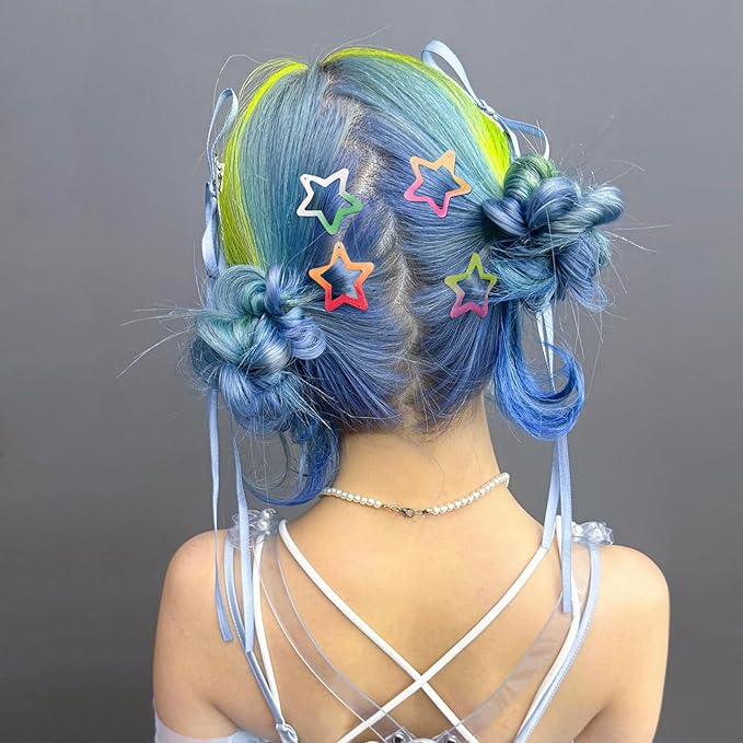 Star Hair Clips Snap Hair Barrettes Non Slip Star Hair Accessories Gradient Colors Metal Hair Clips for Girls Women - 22 PCS