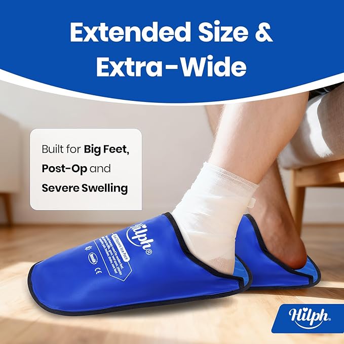 Hilph XL Foot Ice Pack Slippers for Foot Surgery, 2 Packs Extra Large Hot Cold Packs Gel Ice Slippers for Big Feet, Sever Swelling, Bunion Surgery, Plantar Fasciitis, Neuropathy, Gout