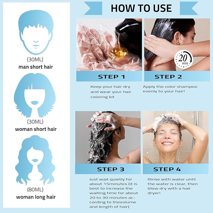 Hair Dye Shampoo 3 in 1 for Women & Men, Chestnut Brown Hair Color Shampoo Refresh Hair Only 20 Mins - Natural Plant - Champu Para Pintar el Pelo