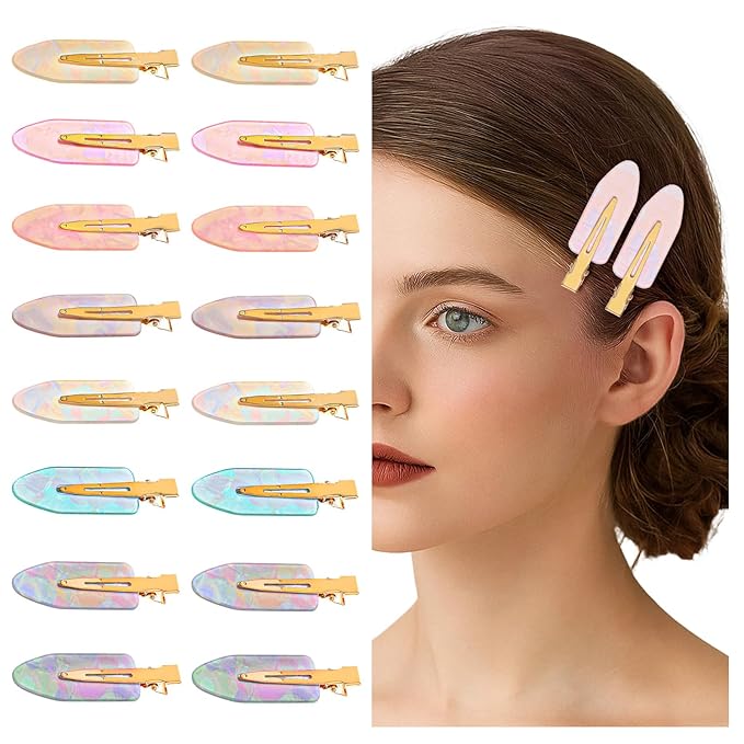 16 Pcs Creaseless No Crease Hair Clips, No Bend Barrette Hair Clips For Styling Non Slip Makeup Flat Clip Hair Accessories for Women