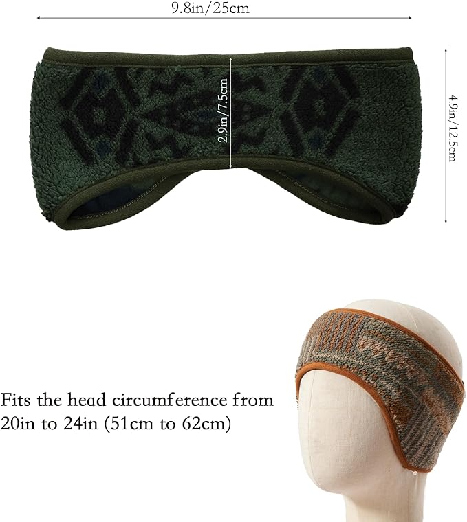 Ear Warmer Headband for Winter Cold Weather Running Ski Outdoor 2 Pack
