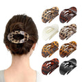 Upgraded 8 Pack French Flat Hair Clips for Women Girls, Matte Lay Flat Claw Clips, Large No-Slip Claw clips for Thick &Thin Hair, Strong Hold Styling Barrettes Accessories for Daily Styling (Leopard)