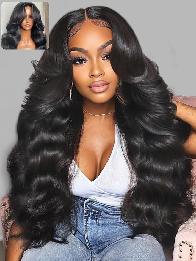 KLAIYI HD Real Scalp Wig 13x4 Lace Frontal Human Hair Wig Loose Body Wave with Face Framing Curtain Bangs Pre Everything Glueless 3S Wear and Go Precut Lace Pre Plucked Pre Bleached 180%Density 22Inch