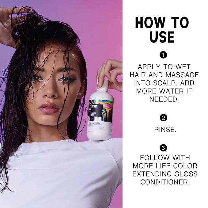 IGK MORE LIFE Color Extending Gloss Shampoo and Conditioner Set | Preserves Color Treated Hair | UV Protection | Vegan + Cruelty-Free | 1 Liter