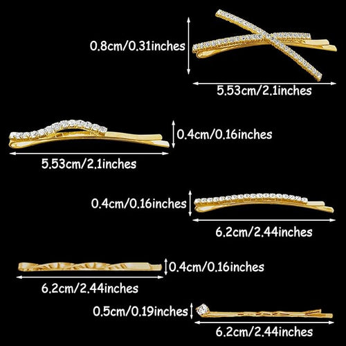 16 Pieces Gold Rhinestone Bobby Pins Set Delicate Decorative Fancy Crystal Hair Clips Shiny Fancy Metal Barrettes, I S X Shaped Diamond Hair Accessories for Women Ladies Girls Wedding Prom Party